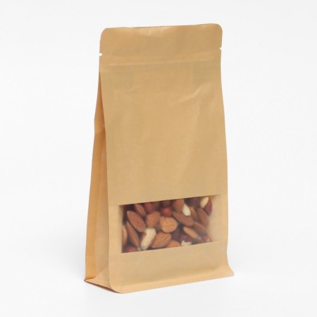Zip-Lock package Craft with a flat bottom, a rectangular window, 10 x 20 cm-2