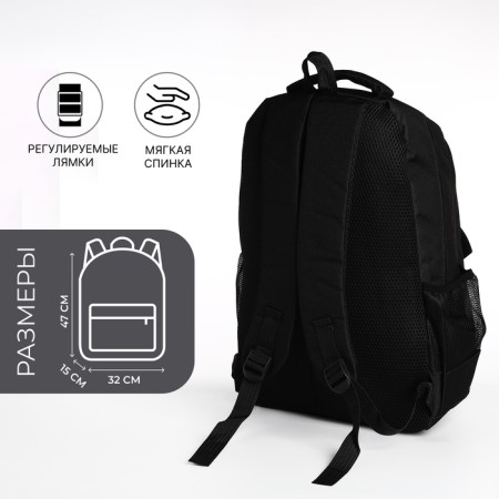 Youth backpack on lightning, 2 departments, 4 pockets, black color-1