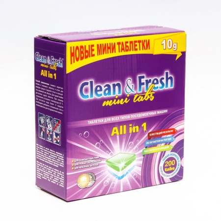 Clean & Fresh dishwasher tablets, All In1 Mini Tabs, 200