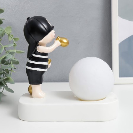 Souvenir Polystone Light "Baby in a black cap, with a gold bubble at the ball" 16.5x8x16 cm-4