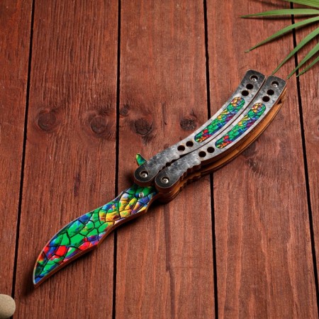 Wooden souvenir "Butterfly knife" multi -colored-1