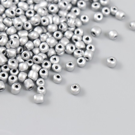 Glass beads 6/0 "silver" metallic 450 g