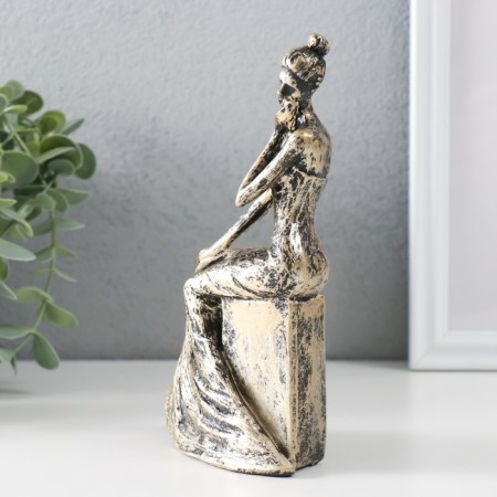 Souvenir Polystone "Girl on Stone" under bronze 12.5x5x17 cm-1