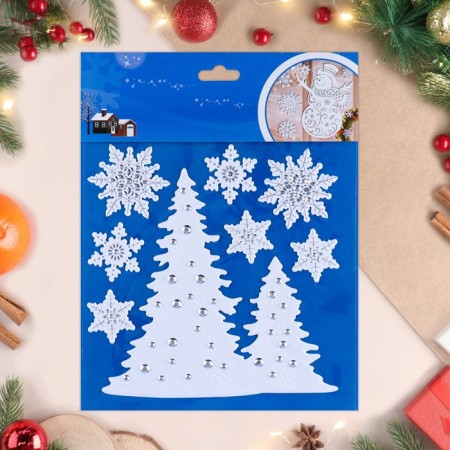 Stickers on the windows "New Year" Christmas trees, 24 x 18 cm-1