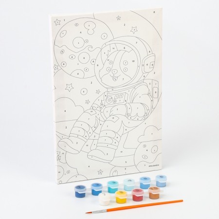 Picture on numbers for children on canvas with a subframe of Corgi Cosmonaut, 20 x 30 cm-2