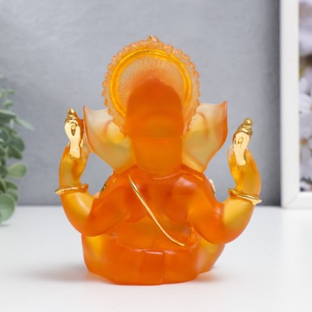 Souvenir Polystone "Ganesha - Indian Divine" Orange with gold 14x8x7 cm-2