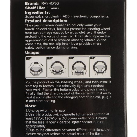 Braid on the steering wheel with a heated from a cigarette lighter, 12 V, 40 watts, size 38 cm, black-3