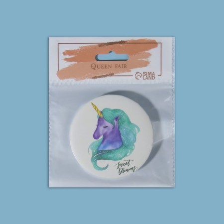 Mirror folding "unicorn", D 7.5 cm, MIX drawing-5