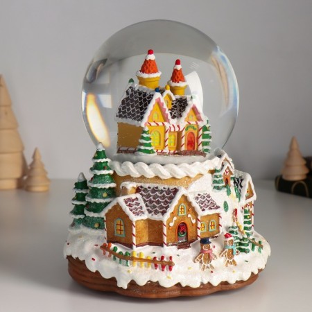 Souvenir Polystone Water Ballion Music, Light "Gingerbread City" D = 12 cm 16.5x16.5x19.5 cm-1