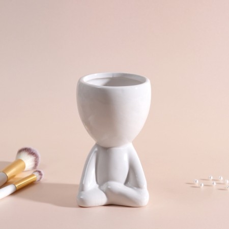 Interior subject "Mr. Green Yog" 11.3*7.5*7 white ceramics-4