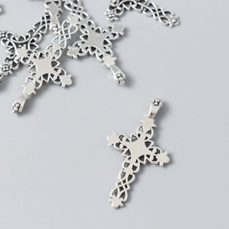 Decor for creativity Metal "Cross Pattern" silver 2.1x3.8 cm-1