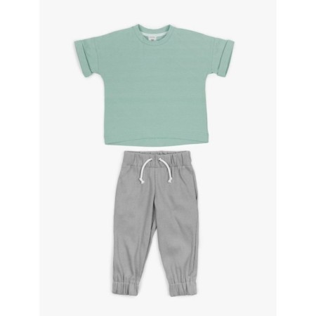 Children's jump (T-shirt, trousers), height 86-92 cm, mint color, gray color-12