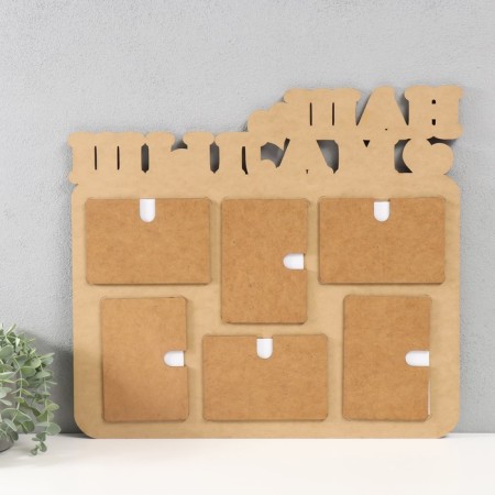 Photo frame LHDF "Our baby" 46x51 in 6 photos 10x15 cm, col. oak/white (plastic screen)-2