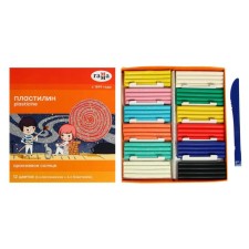 Plasticine 12 colors 168 g, (6 classic + 6 with sparkles) Gamma 