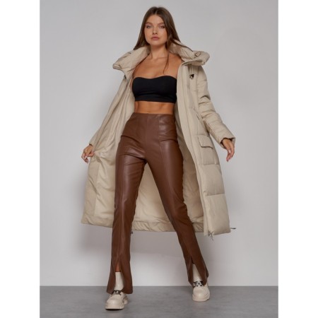 Coat insulated winter female, size 42, beige color-4