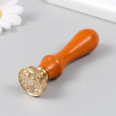 Printing for wax with a wooden handle "Deer in a flowering forest" 9x2.5x2.5 cm-5