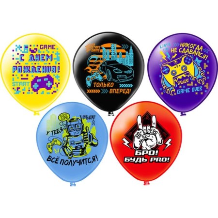 Shar Latex 12 "" With DR! Games! ", Pastel, 1-sided, 5 designs, set 25 pcs., Mix