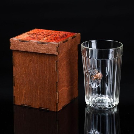 The glass "impenetrable. 100%", with a bullet, faceted, 250 ml