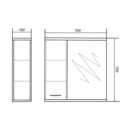 Cabinet-mirror "Palermo 70" Left 15 cm x 70 cm x 70 cm-2