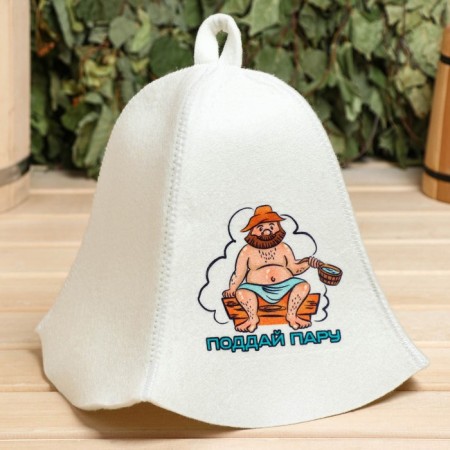Set for a bathhouse and sauna 5V1 (bag, hat, mittens, rug, washcloth), with a pair print, white-5
