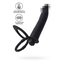 Black & Red toyfa double penetration nozzle, 19 cm, silicone, black color