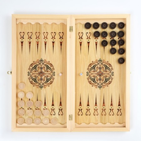 Board game 3 in 1 "sea": chess 32 pcs, checkers 30 pcs, backgammon, 50 x 50 cm-2