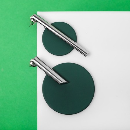 Earrings Assorted "Art" line, green color in silver-1