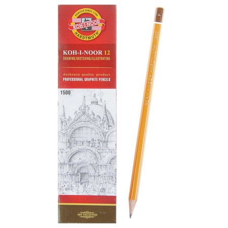 Chernographic pencil Koh-I-Noor 1500 F, professional, lacquered case