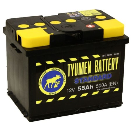 Battery Tyumen 55 ah, reverse polarity 6st-55l, Standard