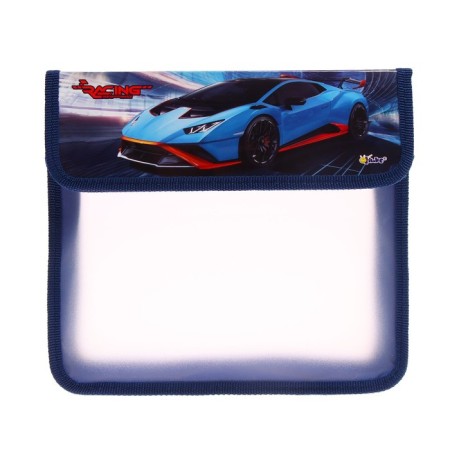 A5 notebook folder (200 x 230 x 75 mm), with Velcro valve, 2 compartments, plastic/textiles, PT-95 "Racing Car"