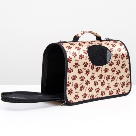 Bag - Carriage for animals "Happy" paws, beige, size S, 37.5 x 17 x 22 cm-1