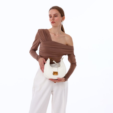 Female bag Textura, small size, milk color-7