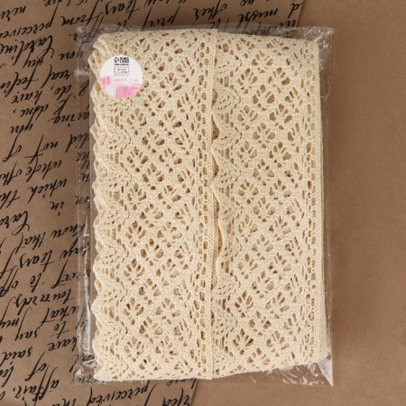 Knitted lace, 80 mm × 10 ± 1 m, beige color-3