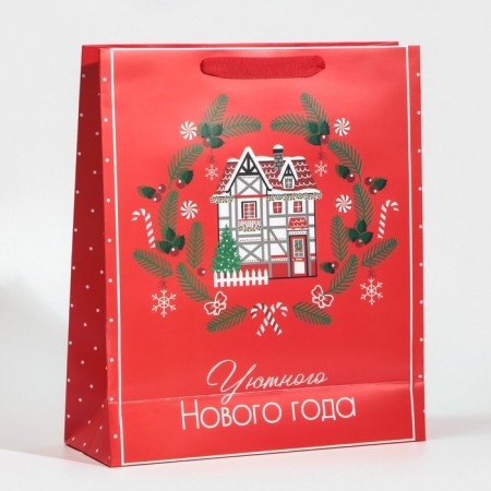 Laminated vertical “Cozy and heat” laminate, M 26 x 30 x 9 cm, New Year-2