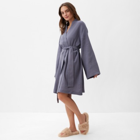 Women's robe KAFTAN BASIC Size 48-50, gray-blue-2