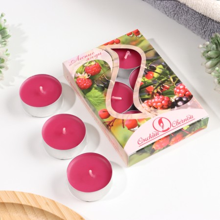 A set of tea candles aromatic "berries", 3.8x1.6 cm, 3.5 hours, 12 g, 6 pieces