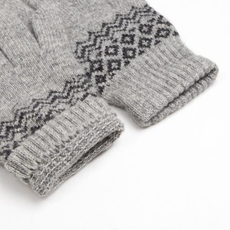 Women's gloves from Mongolian wool, gray color/pattern, size 6.5-7.5-2