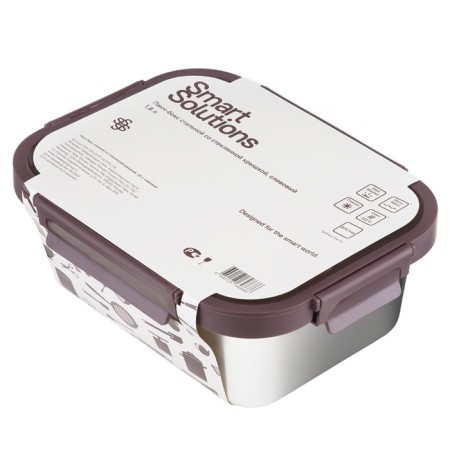 Steel lunch box with a glass cover Smart Solutions, 1.8 l, plum color-3
