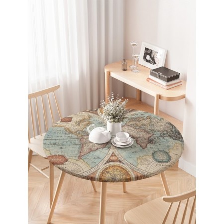 Tables on the table “Renaissance map”, round, oxford, elastic band, size 120x120 cm, diameter 75-100 cm-2