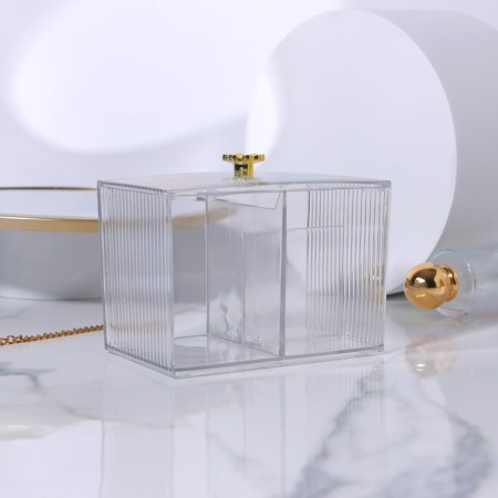 Organizer for storage "Flower", with a lid, 3 sections, 14 × 9 × 10.5 cm, the color is transparent/golden-2