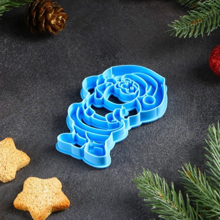 Santa Claus cookie, cutting, stamp, 10.2 × 7.3 cm, color mix-3