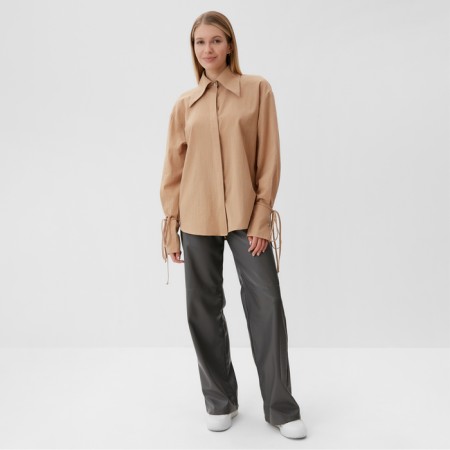 Women's shirt minku: casual collection beige color, river 48-1