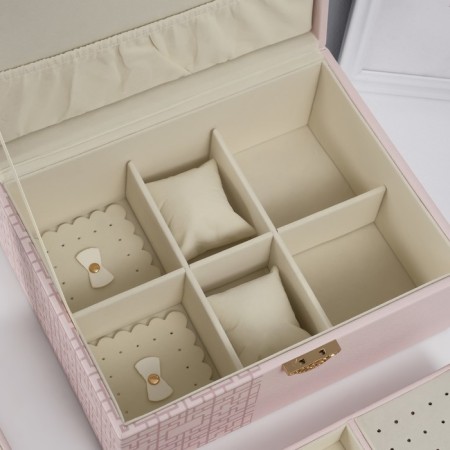 Casket to the leatherette to decorations the chest "Piece on sakura. Beige patterns" 26x20x13 cm-5