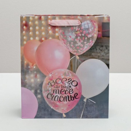 Package Gift Laminated Vertical, packaging, “Happiness to you!”, Ml 23 x 27 x 11.5 cm-2