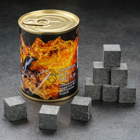 A set of stones for whiskey "ICE", in a tin can, natural steat, 9 pcs-1