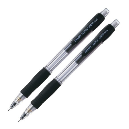 A set of pencils of mechanical Pilot Super Grip, 0.5 mm, rubber emphasis, black, 2 pieces