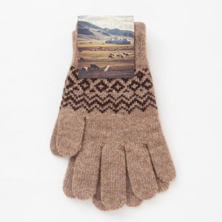Women's gloves from the Mongol wool "pattern", brown color, size 17-19 (6.5-7.5)-2