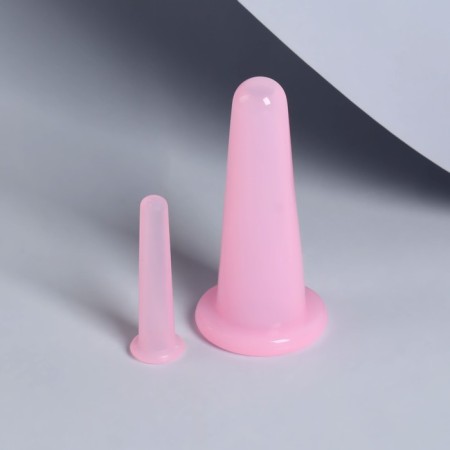 A set of vacuum cans for massage, silicone, d = 1.6/3.9 cm, 2 pcs, pink color-2