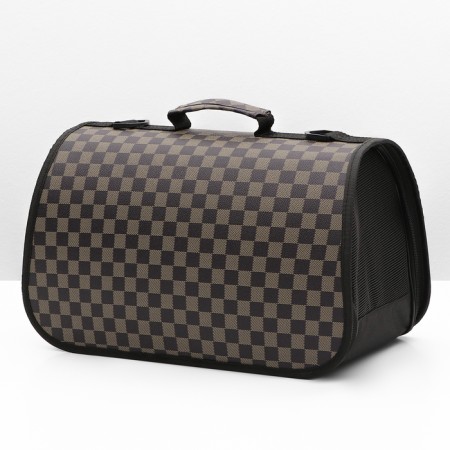 An animal carrier bag with a cage window, brown, 40 x 26 x 26 cm-2