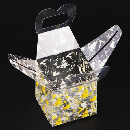New Year. Box gift New Year folding PVC "Christmas trees" 5 x 5 x 5 cm.-3